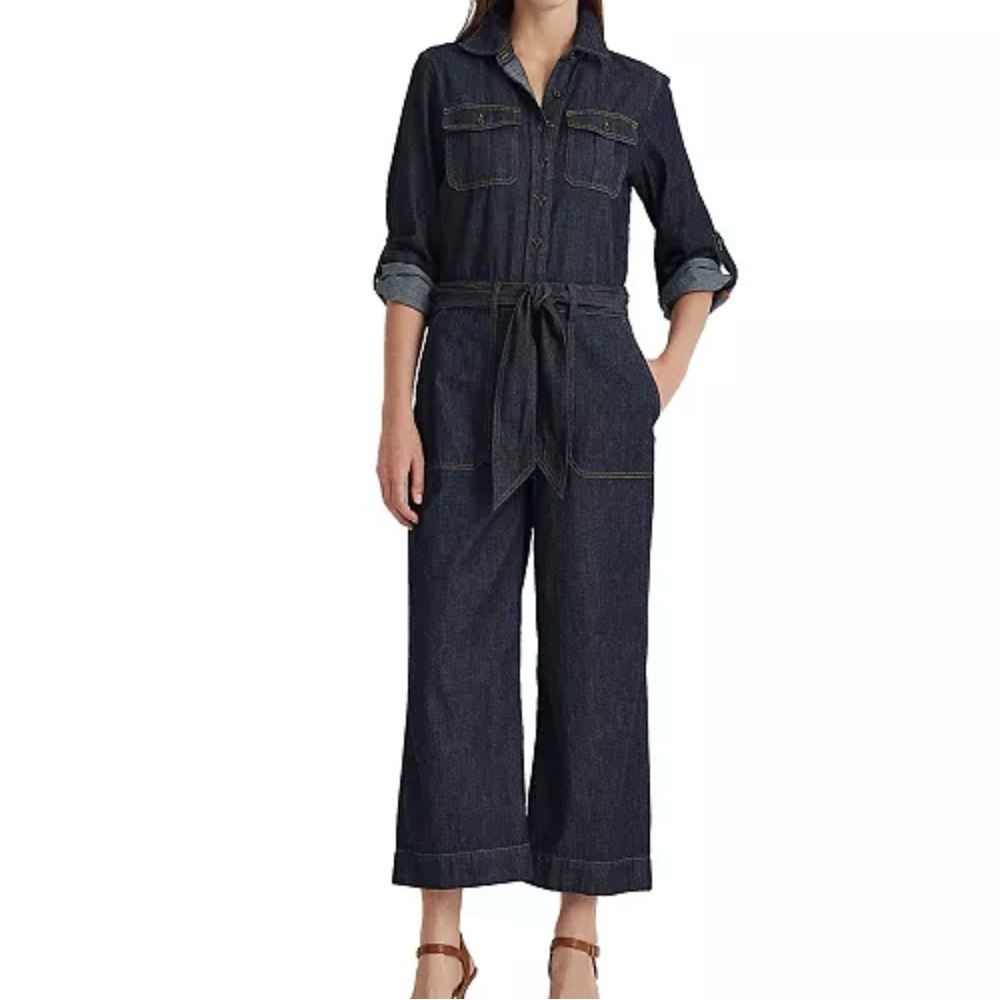 Lauren Ralph Lauren's Utilitarian-style Denim Jumpsuit D08